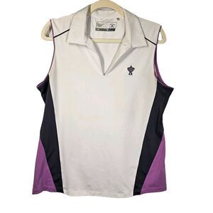 Cutter & Buck Performance Collar Polo Shirt DryTech Golf Tennis White‎ Purple L